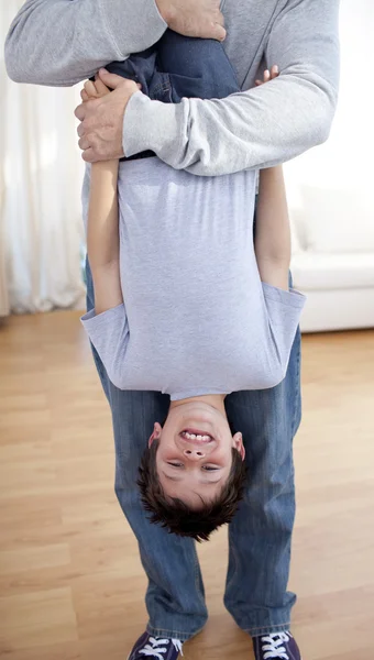Little boy playing with his father — Stock Photo, Image