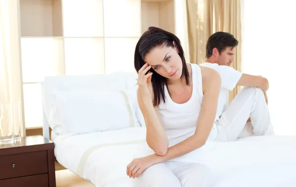 Upset couple finding out results of a pregnancy test — Stock Photo, Image