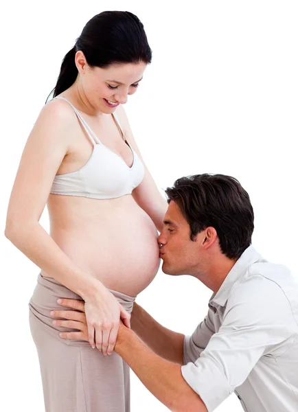 Vackra gravid kvinna med maken Stockbild