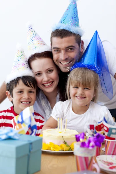 Happy family celebrating a birthday Stock Photo