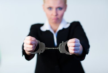 Business Woman in Handcuffs clipart
