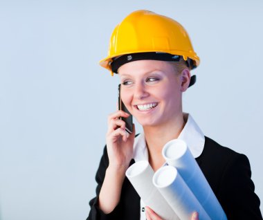 Forewoman talking on the phone clipart