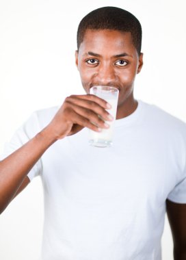 Man drinking a glass of Milk clipart