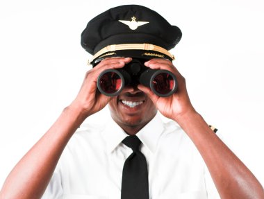 Pilot looking through Binoculars clipart