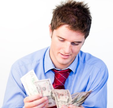 Male counting money clipart