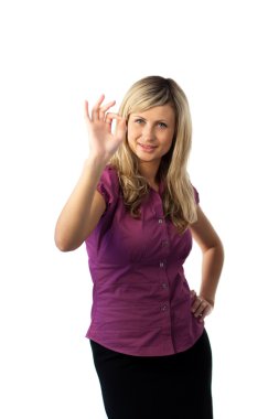 Woman showing an okay gesture clipart