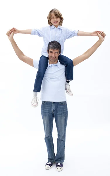 Dad and son playing together — Stock Photo, Image
