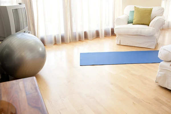 Bola de Pilates em uma sala de estar — Fotografia de Stock