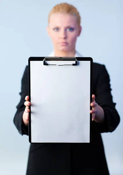 Podnikatelka drží schránky — Stock fotografie