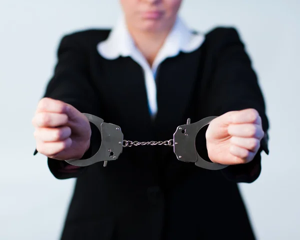Business Woman in Handcuffs — Stock Photo, Image