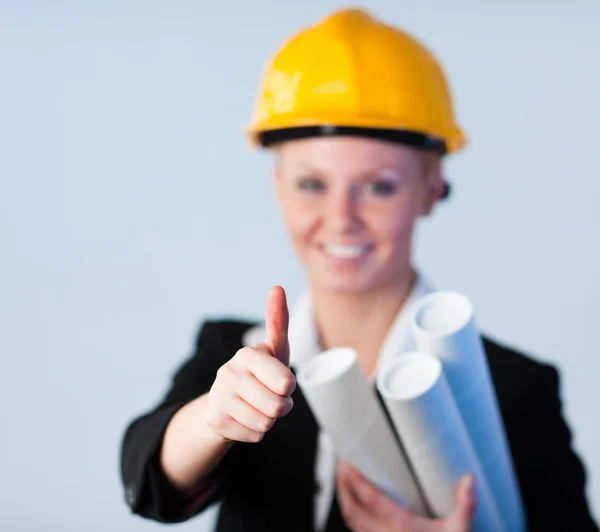 Confident forewoman with focus on the object — Stock Photo, Image
