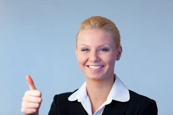 Businesswoman with thumbs up — Stock Photo, Image