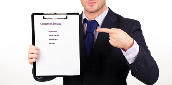 Businessman with customer service report — Stock Photo, Image