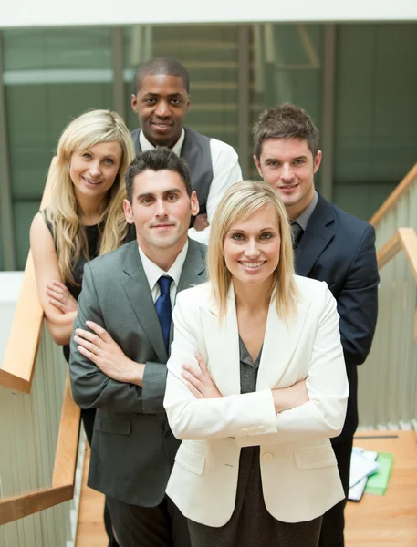 Businesspeople with a woman in the middle — Stock Photo, Image