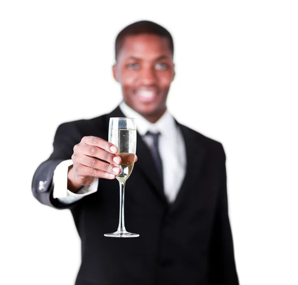 Щасливий бізнесмен святкує свій успіх — стокове фото