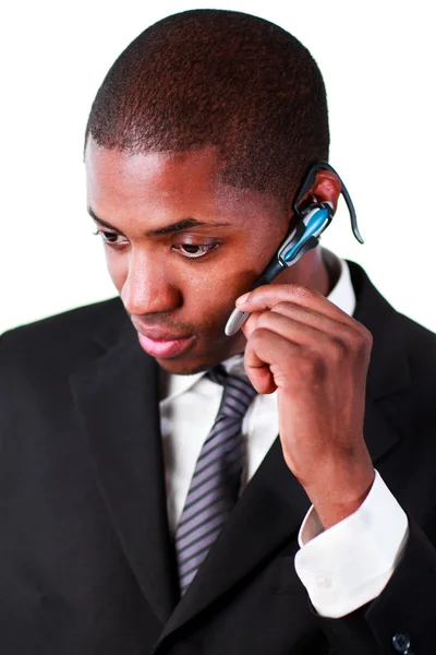 Affärsman bära en öronsnäcka — Stockfoto