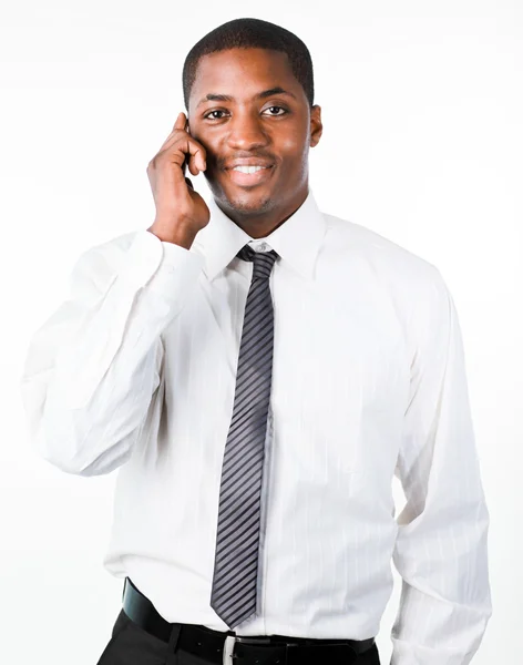 Jeune homme d'affaires beau parler au téléphone — Photo