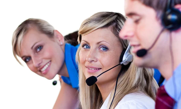 Blonde women in a call center — Stock Photo, Image