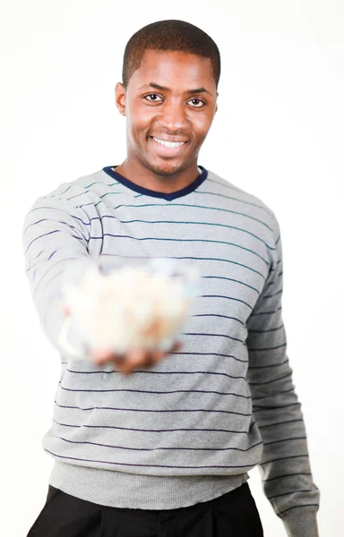 Man holding pop corn — Stock Photo, Image