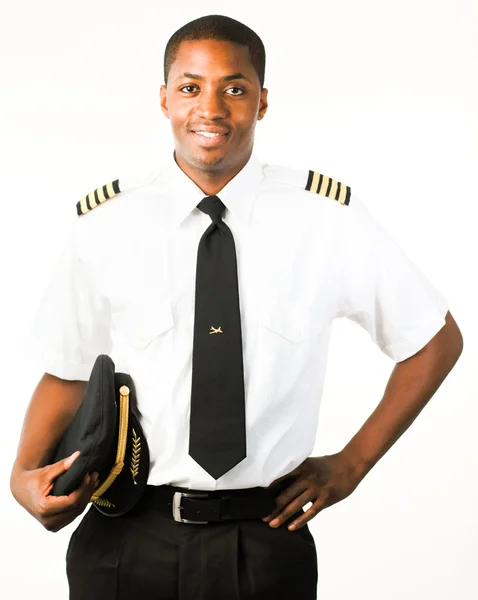 Junger Pilot isoliert auf weiß — Stockfoto
