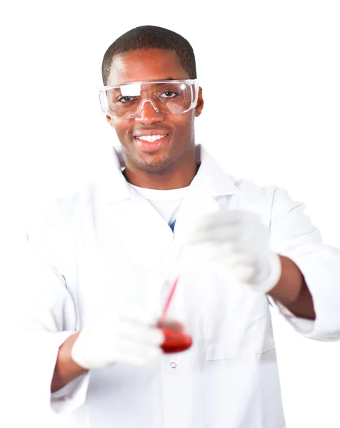 Man holding chemicals in his hands — Stock Photo, Image