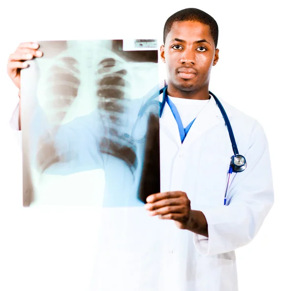 Az orvos röntgent néz. — Stock Fotó
