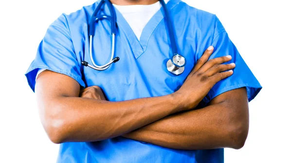 Doctor in de blauwe scrubs — Stockfoto