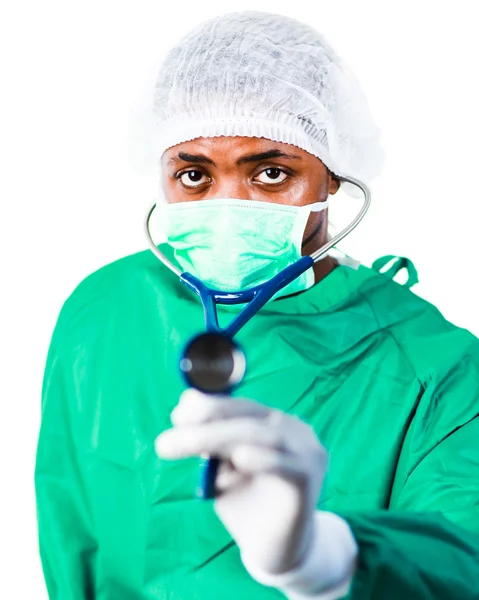 Chirurgo con uno stetoscopio — Foto Stock