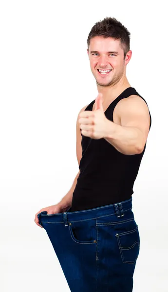 Hombre feliz después de perder peso — Foto de Stock