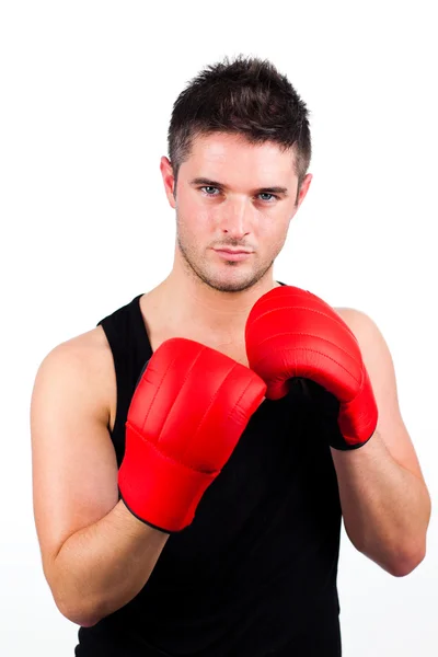 Porträtt av en ung atletisk man med boxning — Stockfoto