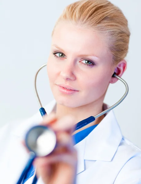 Doctor Holding Stethesope — Stock Photo, Image