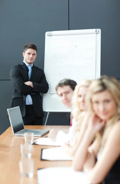 Business teamwork With man giving presentation — Stock Photo, Image
