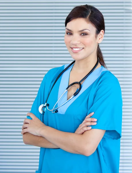 Self-assured female doctor looking at the camera — Stock Photo, Image