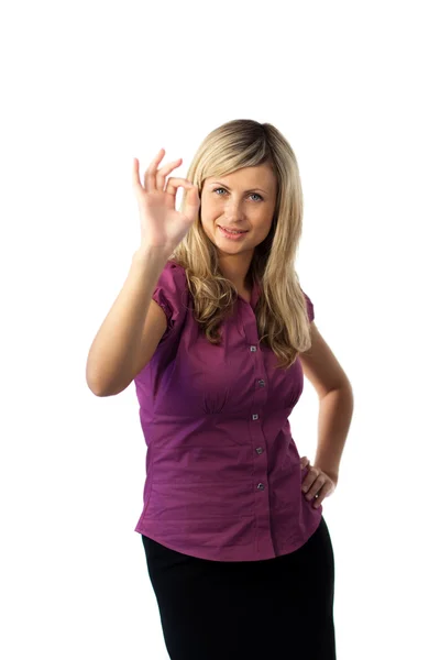 stock image Woman showing an okay gesture