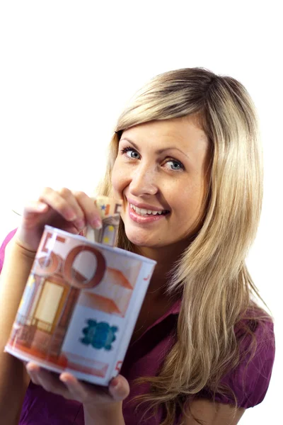 Woman saving money — Stock Photo, Image