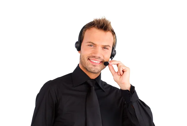 Smiling customer service representative man — Stock Photo, Image