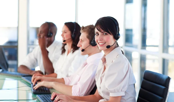 Business employees in a call center — Stock Photo, Image