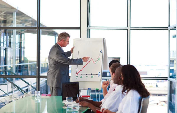 Effectieve leider uit te leggen van een businessplan — Stockfoto