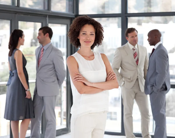 Female leader with her team — Stock Photo, Image