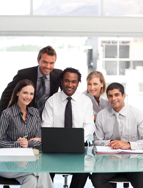 Business team working together smiling at the camera — Stock Photo, Image