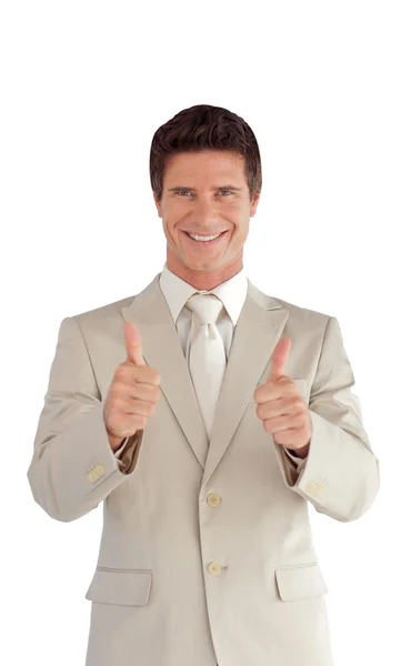 Businessman with his thumb up — Stock Photo, Image
