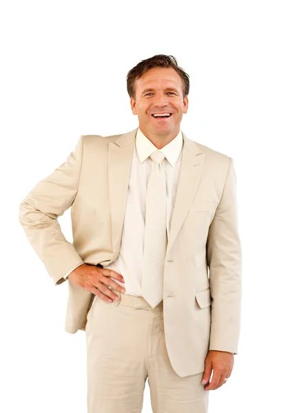 Senior zakenman op zoek naar camera met een lichte glimlach — Stockfoto