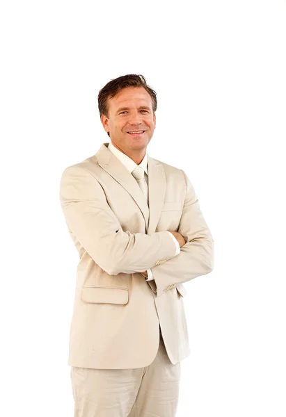 Isolated businessman with folded arms — Stock Photo, Image