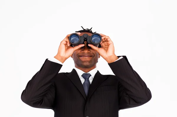 Businessman with binoculars — Stock Photo, Image