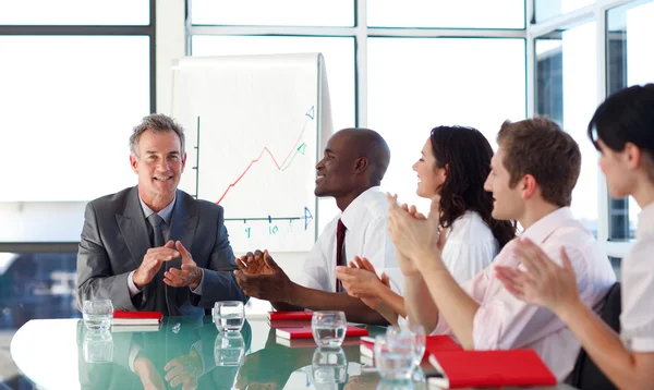 Business applauding in a meeting — Stock Photo, Image