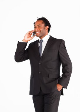 Businessman communication on phone clipart