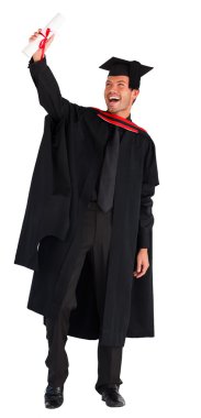 Happy boy celebrating his graduation clipart