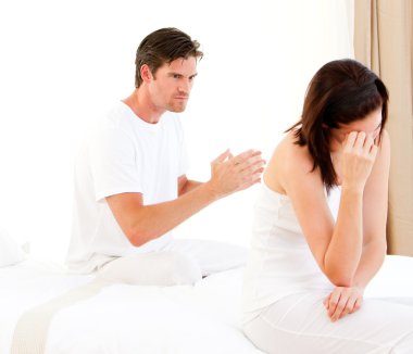 Stressed couple having an argument clipart