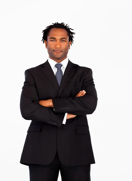 Uomo d'affari afro-americano con le braccia incrociate — Foto Stock