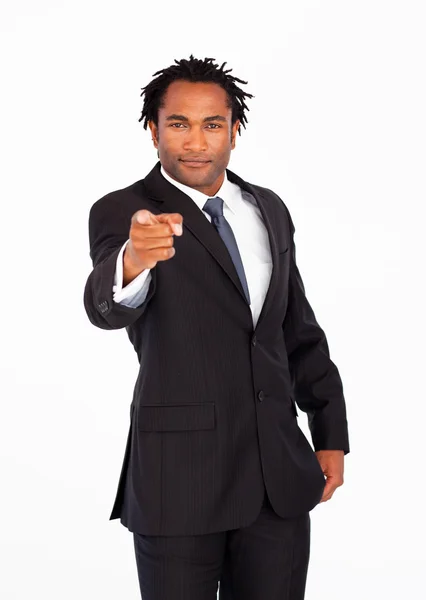 Afro-american businessman pointing at the camera — Stock Photo, Image